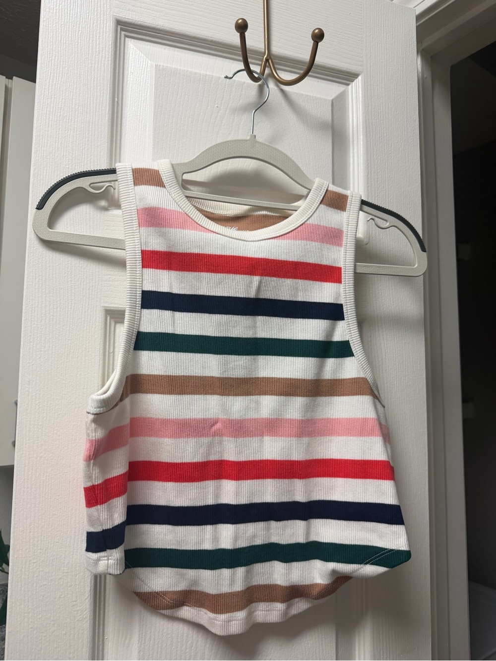 Aerie Striped Ribbed Tank Top - White Multi